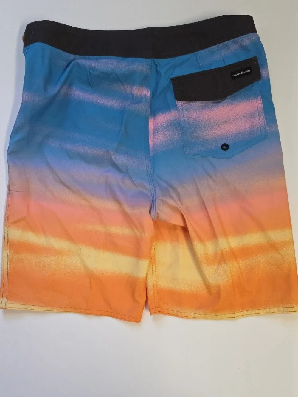 Quiksilver Youth Blue Orange Gradient Swim Boardshorts with Black Waistband